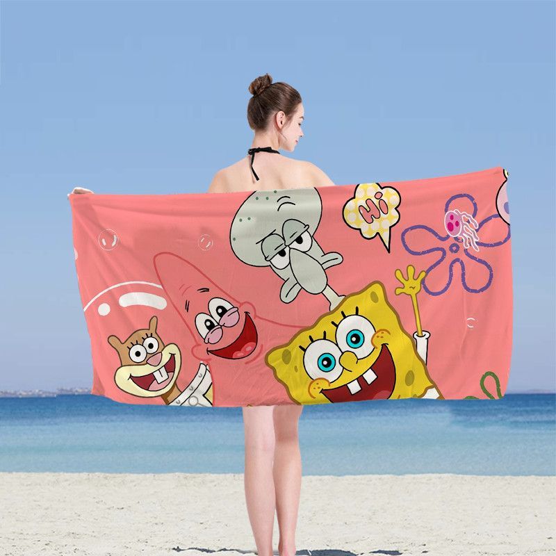 Khăn tắm hoạt hình SpongeBob SquarePants cỡ lớn, dùng ngoài trời, đi biển và gia đình