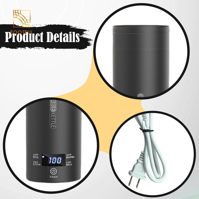 Ấm Siêu Tốc Điện Du Lịch Hút Chân Không Cách Nhiệt Cốc 500ml Nhẹ Cho Nước Đun Ấm Thông Minh Chai Cho Cắm Trại Du Lịch