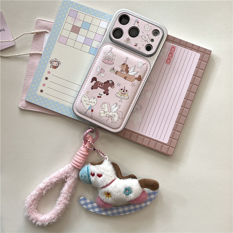 Ốp điện thoại chất liệu TPU + PU họa tiết ngựa cho iPhone 17 Pro max 16 Pro Horse
