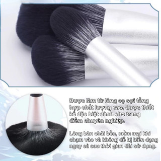 【BabyJoy】Bộ 10 cọ trang điểm màu xanh đậm,lông siêu mềm chất lượng cao, chuyên nghiệp cho nền