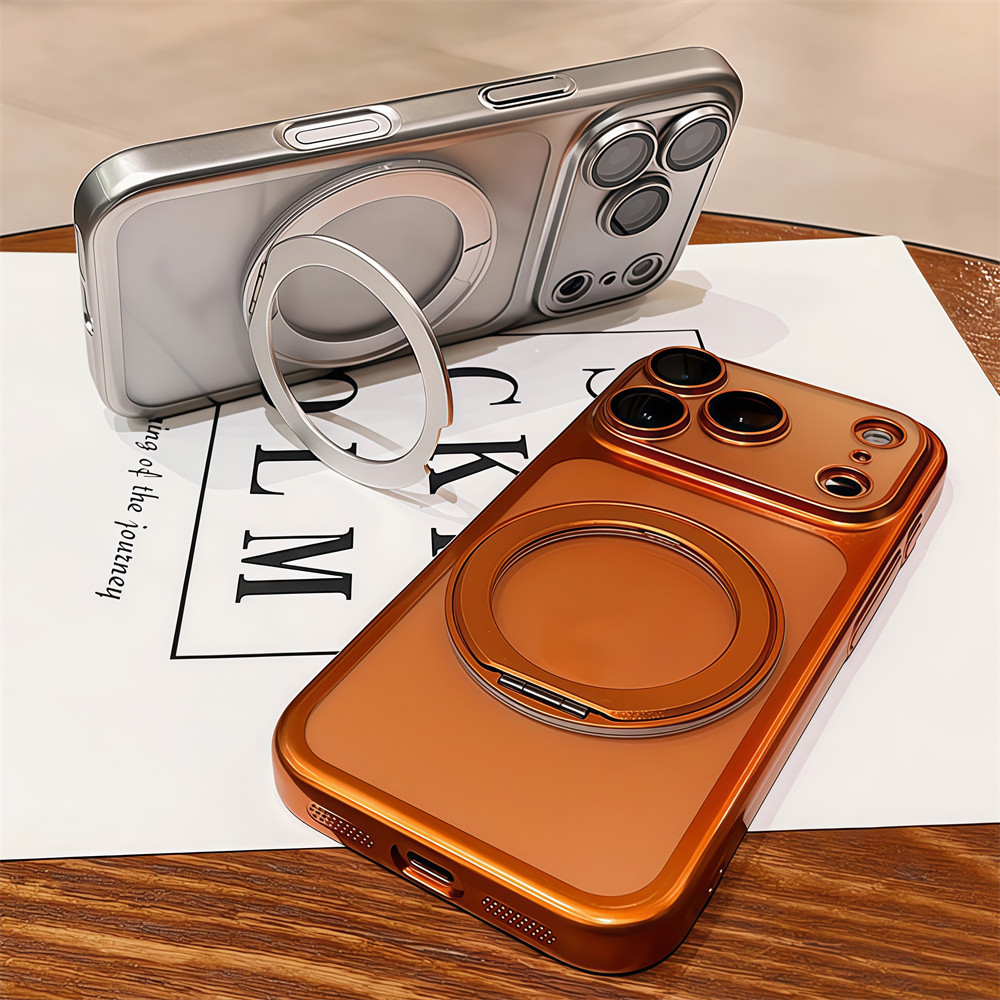 Ốp điện thoại khung từ PC mờ mạ điện cho iPhone 17 Pro Max 13 14 15 16 pro max Bảo vệ ống kính chống rơi Vỏ cứng bảo vệ điện thoại