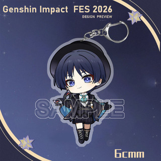 New Genshin Impact Keychain 2026 FES Flins Columbina Arlecchino Cute Cartoon Anime Acrylic Pendant Keyring Backpack Jewe