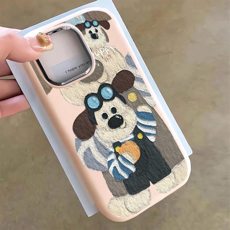 Tranh sơn dầu chó con cho 16 17 trường hợp điện thoại 14 15 11 Mũm mĩm iPhone 13 khung kim loại 7p 8p