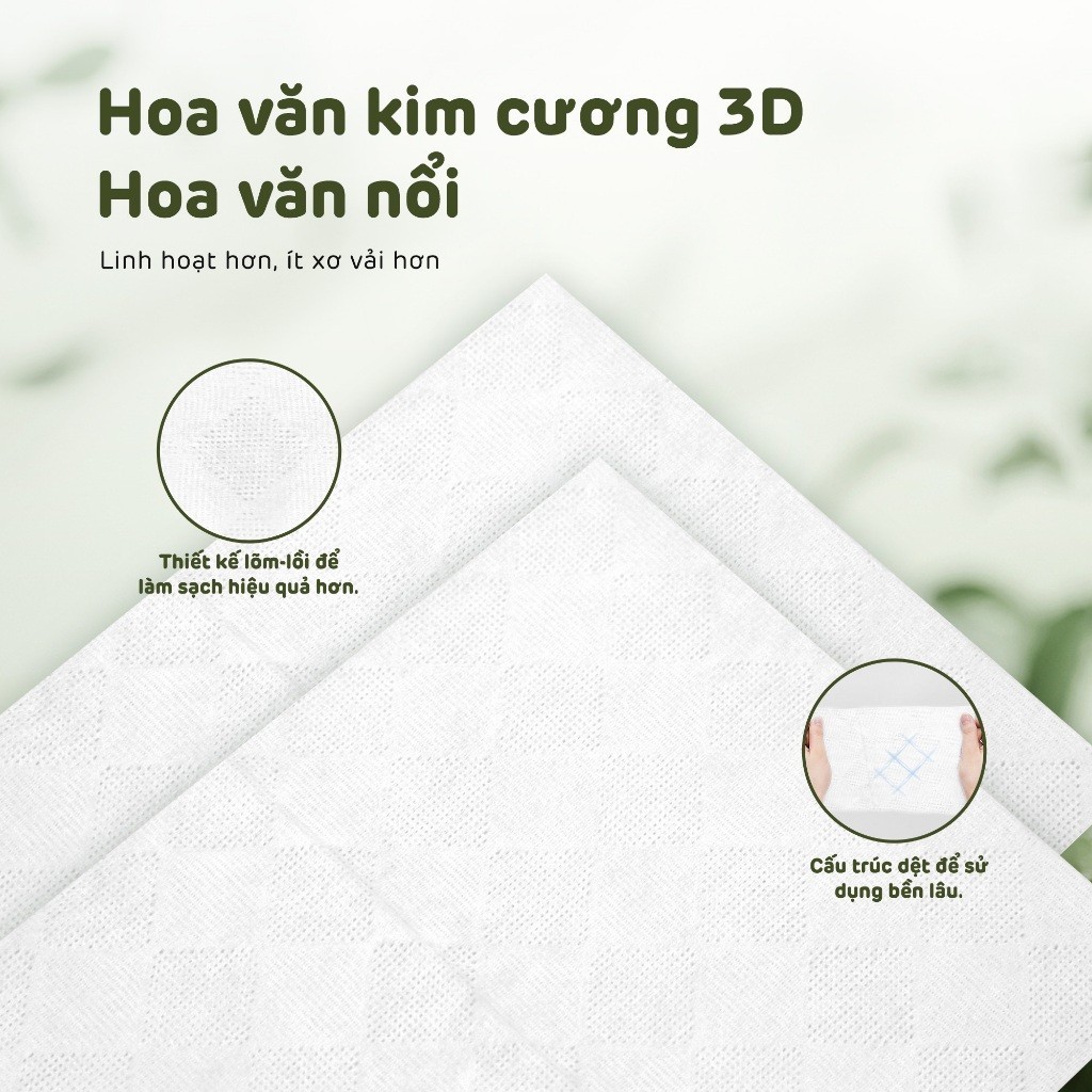 [Combo 5] Khăn Khô Aiwibi Phân Hủy Sinh Học 100% Làm Sạch Nhẹ nhàng, An Toàn Cho Da Nhạy Cảm (60 Miếng)