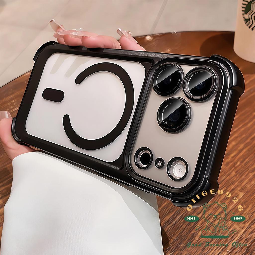 【 Ốp lưng iPhone17 】 Vỏ điện thoại từ tính túi khí bốn góc mờ iphone17 Pro Max 16 15 14 13 cho vỏ iPhone Vỏ mềm silicon TPU chống sốc