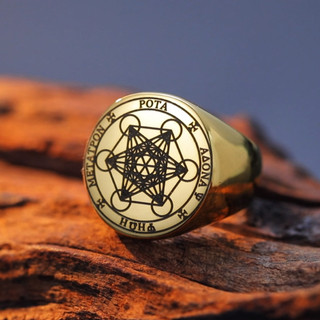 Skyrim Metatron Cube Ring thép không gỉ - Bùa hộ mệnh thiêng liêng với hình dạng hình học của archangel