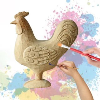 BRYVEN Tượng Động Vật Không Sơn, Vẽ Tay DIY Tượng Thỏ Gỗ, Sáng Tạo Vintage Động Vật Dễ Thương Gà Trống Tranh Hình Thỏ Sự Kiện Lễ Hội