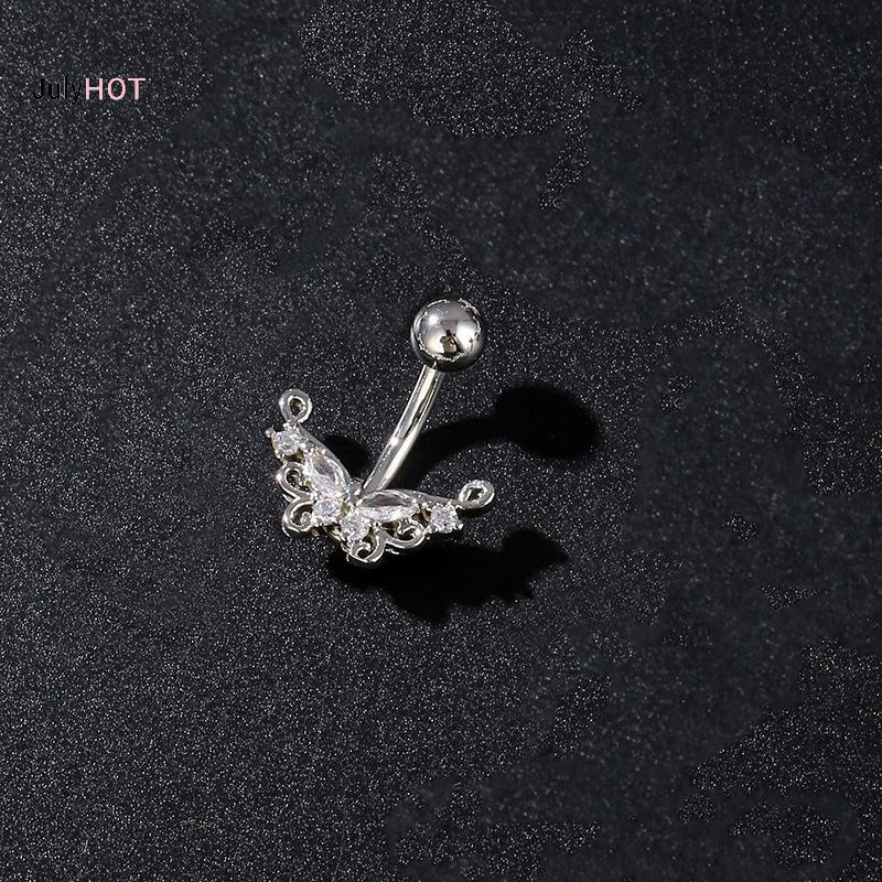 Nhẫn rốn bướm hoa thép không gỉ - Trang sức gợi cảm dành cho nữ và bé gái
