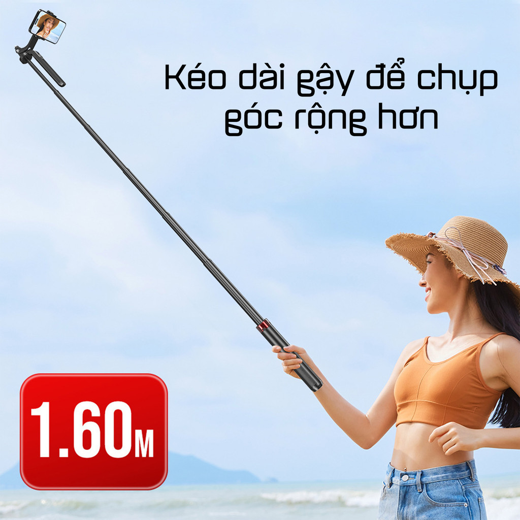 Gậy chụp hình 4 chân Selfie Tripod P180/P185/P320 quay Video Livestream Chụp Hình xoay 360 độ Cao 1,8m 2,2m