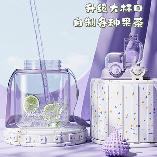 Cốc uống nước đôi bé trai dễ thương có giá trị cao Bình nước vuông dành cho trẻ em Nhiệt độ cao Cốc nhựa cầm tay Cốc nước ống hút 7UM1
