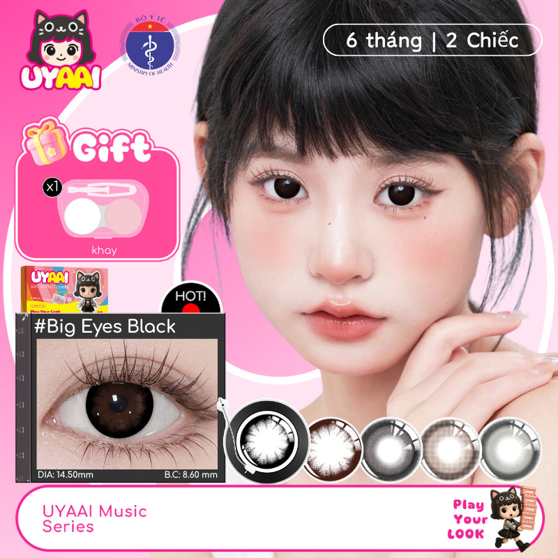 Kính Áp tròng UYAAI Lens Mắt Màu Đen Cận Mắt Quỷ Đen lens Mắt Màu Nâu lens(ưu đãi đặc biệt)