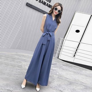 Jumpsuit plus size phong cách phương Tây, quần ống rộng, cổ chữ V slim-fit - Sale 10%