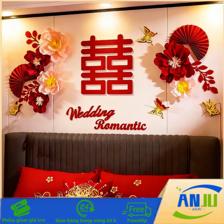 Trang Trí Tường Nền Phòng Khách Mới, Trang Trí Phòng Tiệc Cưới Song Hỷ, đồ Trang Trí Phòng Cưới Và Phòng Tân Hôn