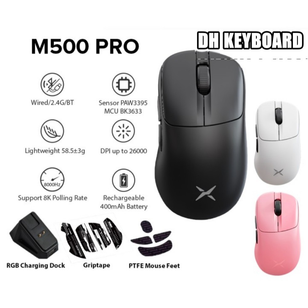 ( NEW- SALE )Chuột  Gaming Delux M500 PRO PAW3395 MAX 26000 DPI Đế sạc RGB |3 mode kết nối | BigBuy360 - bigbuy360.vn