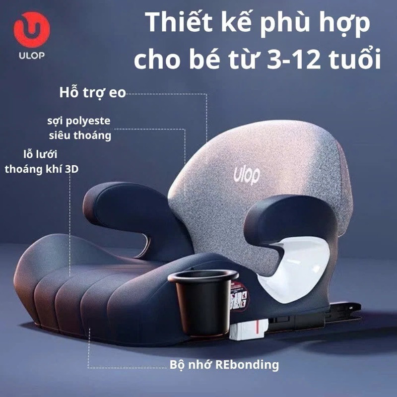 Ghế ngồi ô tô cho bé ULOP/HOBESIN chính hãng chuẩn ISOFIX dùng cho bé 3-12 tuổi có tựa lưng, tay an toàn thể gấp gọn ..