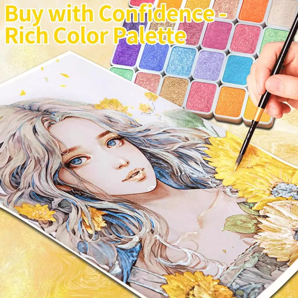Angel Mark Pearlescent Solid Watercolor Paint Set Màu Sắc Sống Động Móng Tay Nghệ Thuật Thủ Công DIY