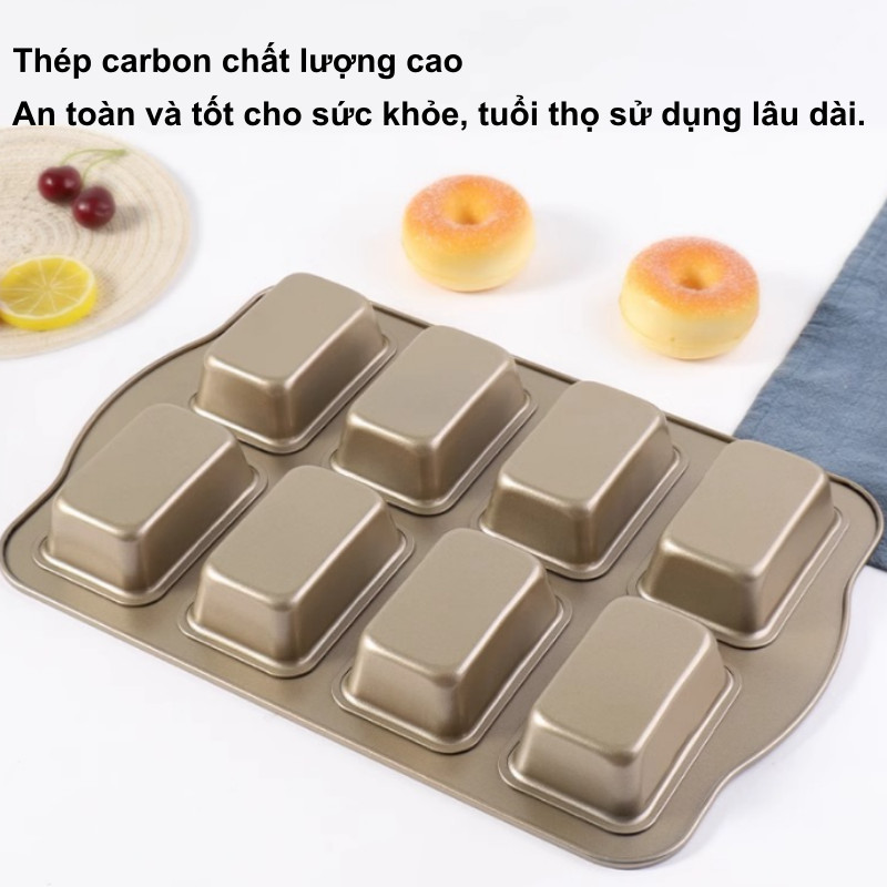 Khuôn Nướng 8 Ô Chống Dính Cao Cấp – Chất Liệu Thép Carbon An Toàn, Dễ Lau Chùi, Chịu Nhiệt Cao