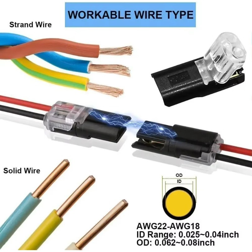 10 / 100 Cái Đầu Nối Cắm Dây Đôi Đầu Nối Dải Đèn Led 2 Pin Dây Đèn Kết Nối Điện Áp Thấp