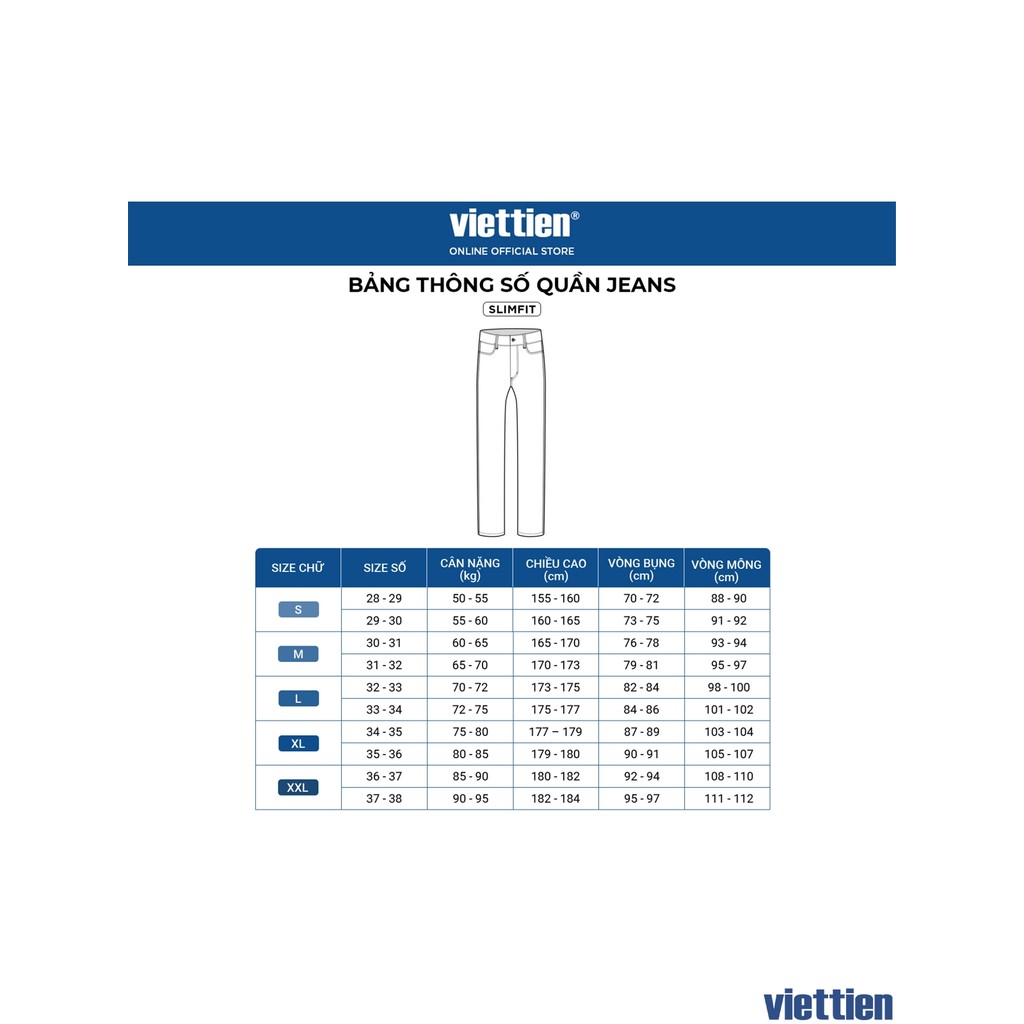 Quần dài Jean VIETTIEN SMART CASUAL vải Cotton form REGULAR VT00000686