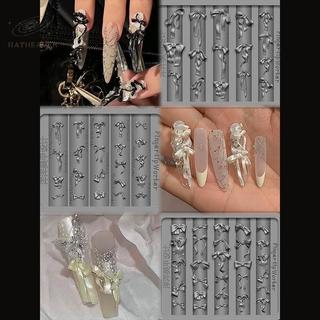 [hatheaven] Khuôn làm móng bằng silicon nơ 3D có kích thước hỗn hợp Nơ ruy băng Tấm dập mềm Kawaii Bowtie DIY Làm móng tay nghệ thuật Khuôn dụng cụ trang trí Mẫu đẹp
