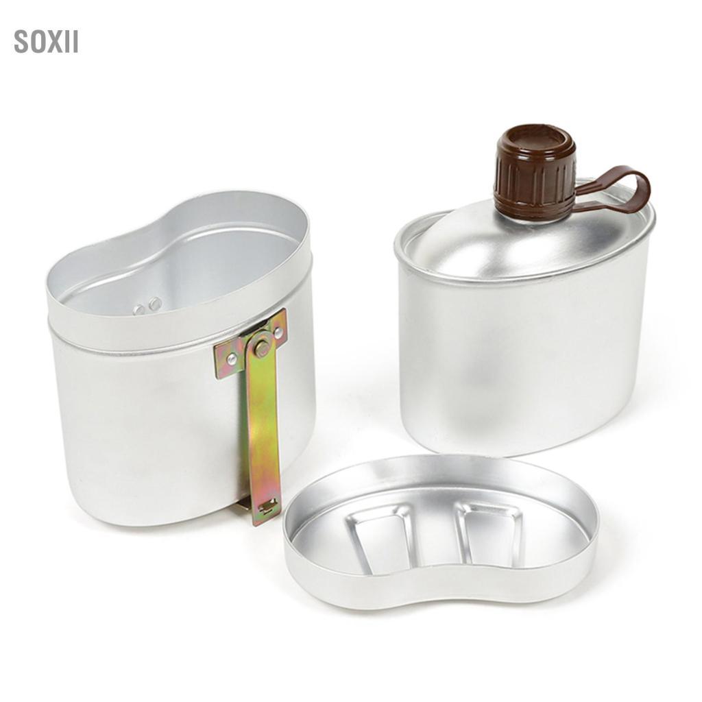 soxii GOTOTOP Bộ căng tin nhôm di động có cốc và nắp Dụng cụ nấu ăn nhẹ cho hoạt động đi bộ đường dài cắm trại ngoài trời