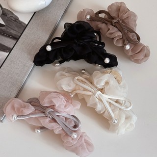 Kovoi Kẹp Tóc Cá Mập Organza Bong Bóng Ngọc Trai, Thiết Kế Cổ Tích Cho Tóc
