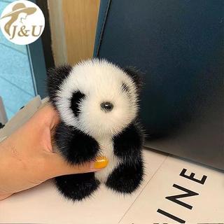 JU Gấu Trúc Nhỏ Sang Trọng Túi Nữ Đồ Trang Trí Dễ Thương Giả Lông chồn Gấu Trúc Móc Khóa Xe Ô Tô VN