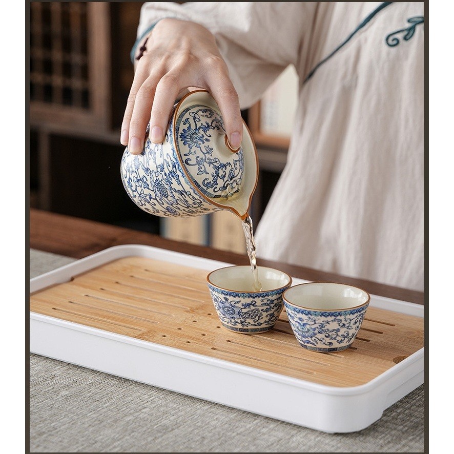 Bộ Ấm Chén Sứ Pha Trà Kèm Vali Sang Trọng Mang Đi Du Lịch Tiện Lợi