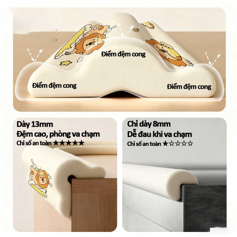 Dải xốp bọc cạnh bàn chống va đập - Bảo vệ an toàn cho bé, dễ dán, dùng cho góc nhọn tủ giường