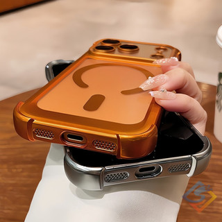 Ốp điện thoại từ tính mạ mờ sang trọng cho iPhone 17 Pro Max 16 15 14 13 Pro Max Túi khí chống sốc có nắp ống kính Vỏ mềm silicon trong suốt