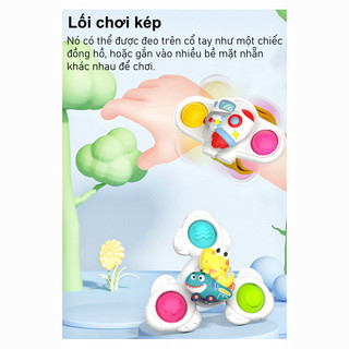 【BabyJoy】Đồ chơi xoay hút chân không cho bé,Có một chiếc vòng tay, Phong cách hoạt hình,Thiết bị làm dịu em bé