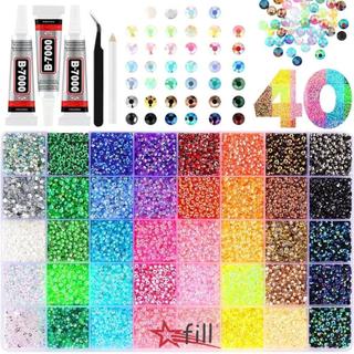 Bộ kim cương giả nhựa FILL, Thạch thạch lấp lánh nghệ thuật, Hot Nhiều màu DIY Trang trí Bedazzling Kim cương giả để trang trí kính