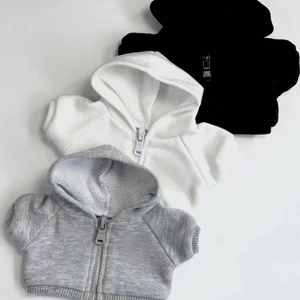 10cm Cotton Quần Áo Búp Bê Quần Áo Cho Bé Không Thuộc Tính Dạo Phố Có Mũ Trùm Đầu Áo Đen Trắng Xám Nghệ Thuật Đơn Giản Quần Áo Bé 3.14