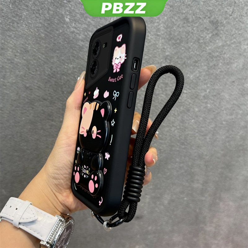 Ốp Lưng Cho TECNO POVA 5 6 7 Pro 5G TECNO Spark 40 30 Pro 30c 40c 5g Spark 30 40 20 Pro 4g Vỏ Điện Thoại Thiết Kế Mới Gương Trang Điểm Mèo Dễ Thương Có Giá Đỡ & Dây Buộc Cho Bé Gái JTDTMZJ01