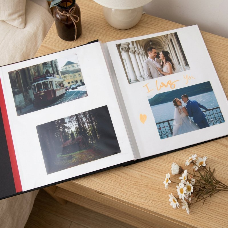 Album ảnh tự dính cỡ lớn vải lanh mịn giữ ảnh không phai màu chứa 200 ảnh cho kỷ niệm gia đình