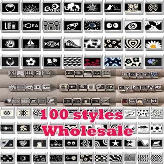 Original Black Series Flower Cat Sun Ghost Italian Links Charm Fit 9mm Stainless Steel Gift Modular Bracelet Jewelry Making