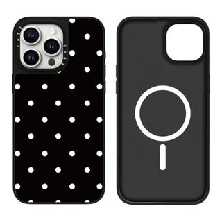 Ốp điện thoại cứng gương chấm đen từ tính màu trắng cho iPhone 17 Pro Max 17 Air 16 Plus 15 14 13 12 11 Vỏ chống sốc