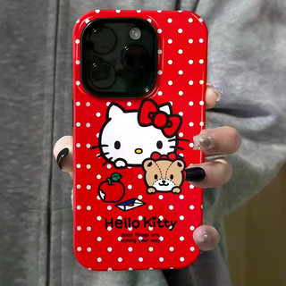 Ốp điện thoại 2 trong 1 Red wave point kt Apple 17 / 16 iPhone 15 Pro Max Phim mới 14 / 13 Creative 12 / 11 Pro Max 7 / 8 Plus Ốp điện thoại bóng hai lớp