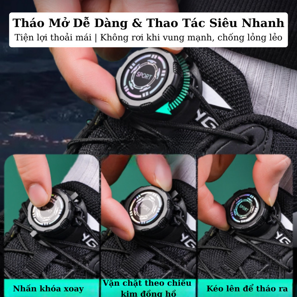 【COD】Dây giày khóa xoay với cơ chế khóa xoay, siết nhanh, điều chỉnh linh hoạt, thích hợp cho mọi loại giày thể thao.