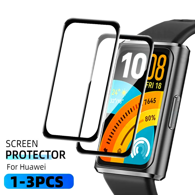 1-3 Chiếc Bảo Vệ Màn Hình Cho Huawei Band 11 10 9 8 7 Pro HD Trong Suốt Kính Cường Lực Cho Huawei Band 6 4 3 Pro Cong Đen Cạnh Kính Phim