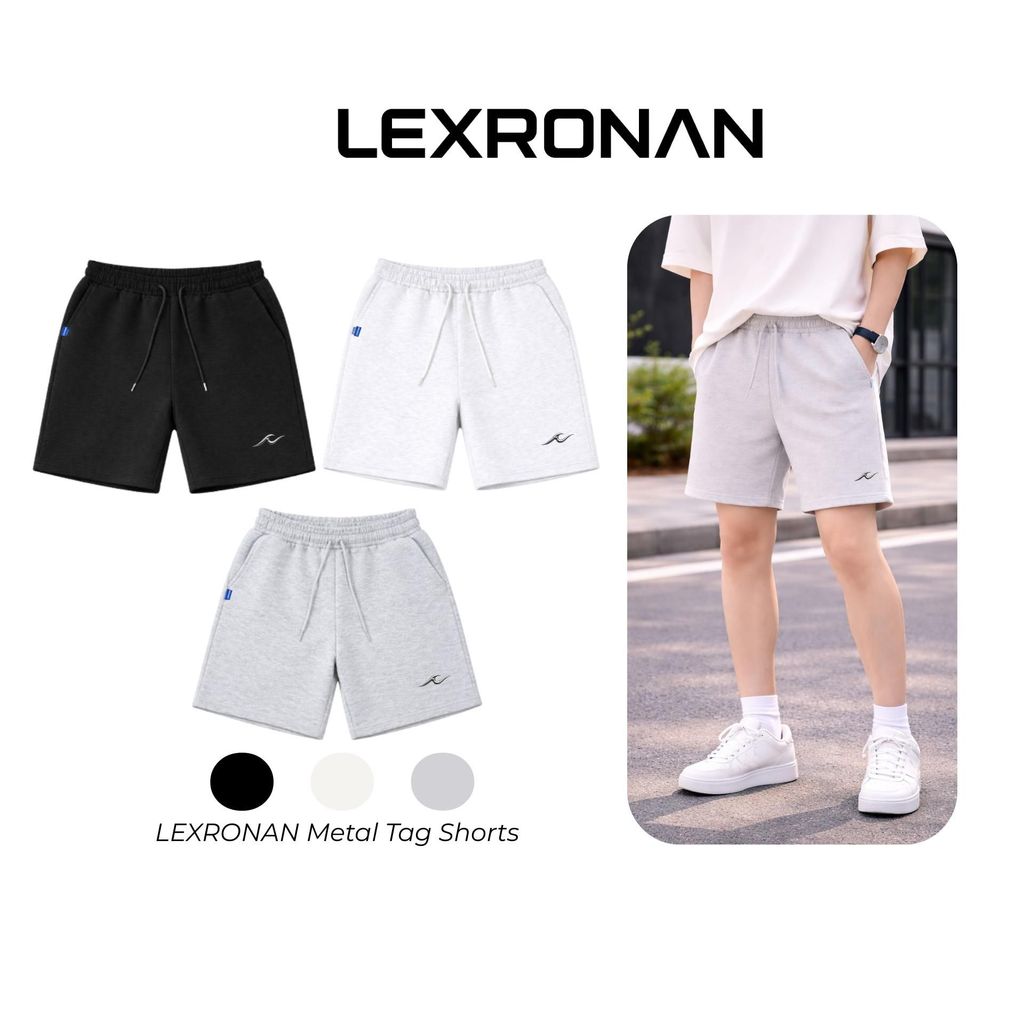 Quần Short Trơn Nam Nữ LEXRONAN Trên Gối – Quần Đùi Unisex Logo Kim Loại, Co Giãn, Mặc Mát, Dễ Phối Đồ #QD03
