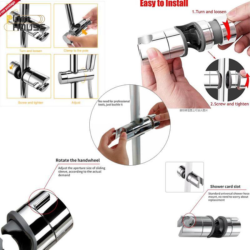 PlumHOUSE Giá đỡ đầu vòi hoa sen có thể điều chỉnh cho thanh trượt Chrome Giá đỡ thanh trượt VN