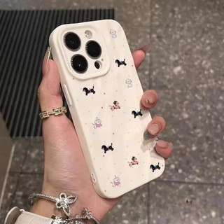 Dành Cho IPhone 17 16 15 14 13 12 11 Pro Max X XR XS Max 7 8 Plus Dễ thương Wave Point Dachshund Dog xếp li vỏ mềm