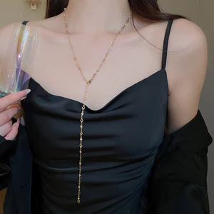 Vòng cổ nữ với liên kết kim cương giả và tua rua hình chữ Y thanh lịch, phù hợp cho cả tiệc tùng và hàng ngày