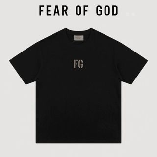 Fugui FG Flocking Letter Tay Ngắn Nam Nữ Cotton Nguyên Chất Mỹ High Street Rời Áo Thun FOG