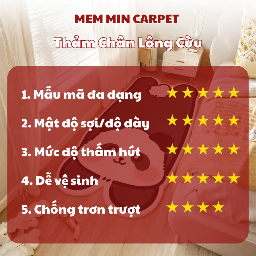 Thảm Lót Sàn, Thảm Chân Giường 50x120cm Dày Dặn Họa Tiết Sang Trọng Chất Liệu Lông Cừu Êm Ái  - MemminCarpet - TH74