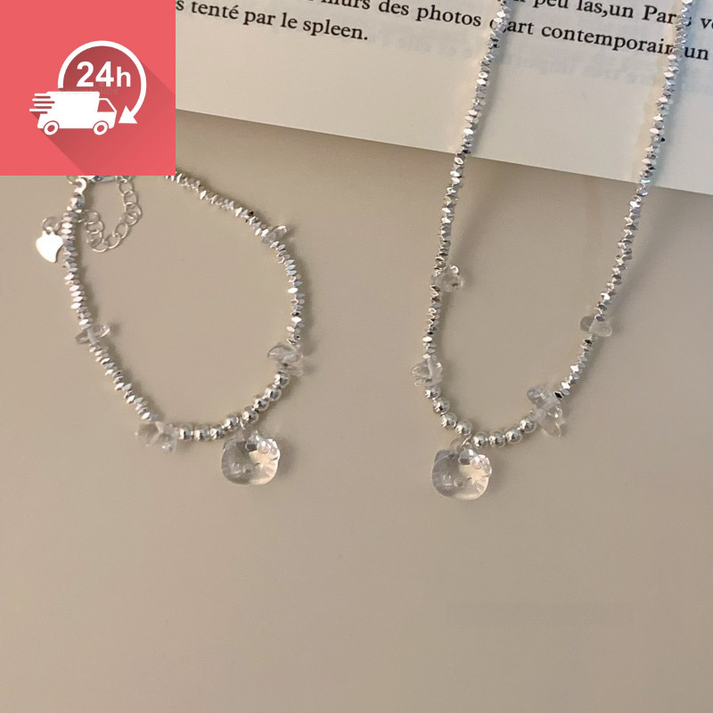 Túi charms mặt dây chuyền mèo ngọt ngào, hạt bạc, phù hợp thời trang cho nữ