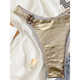 Đồ bơi bikini nữ màu vàng bronzeing họa tiết ngôi sao, thiết kế hai mảnh