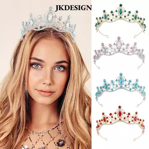 JKDESIGN Tiara Baroque Pha Lê Cho Công Chúa, Vintage, Quà Tặng Sinh Nhật Đặc Biệt