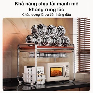 Kệ lò vi sóng Thép Cacbon Có giỏ kéo ra Kệ để lò nướng 2 Tầng Đa năng sử dụng